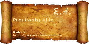 Ruzsinszky Aliz névjegykártya